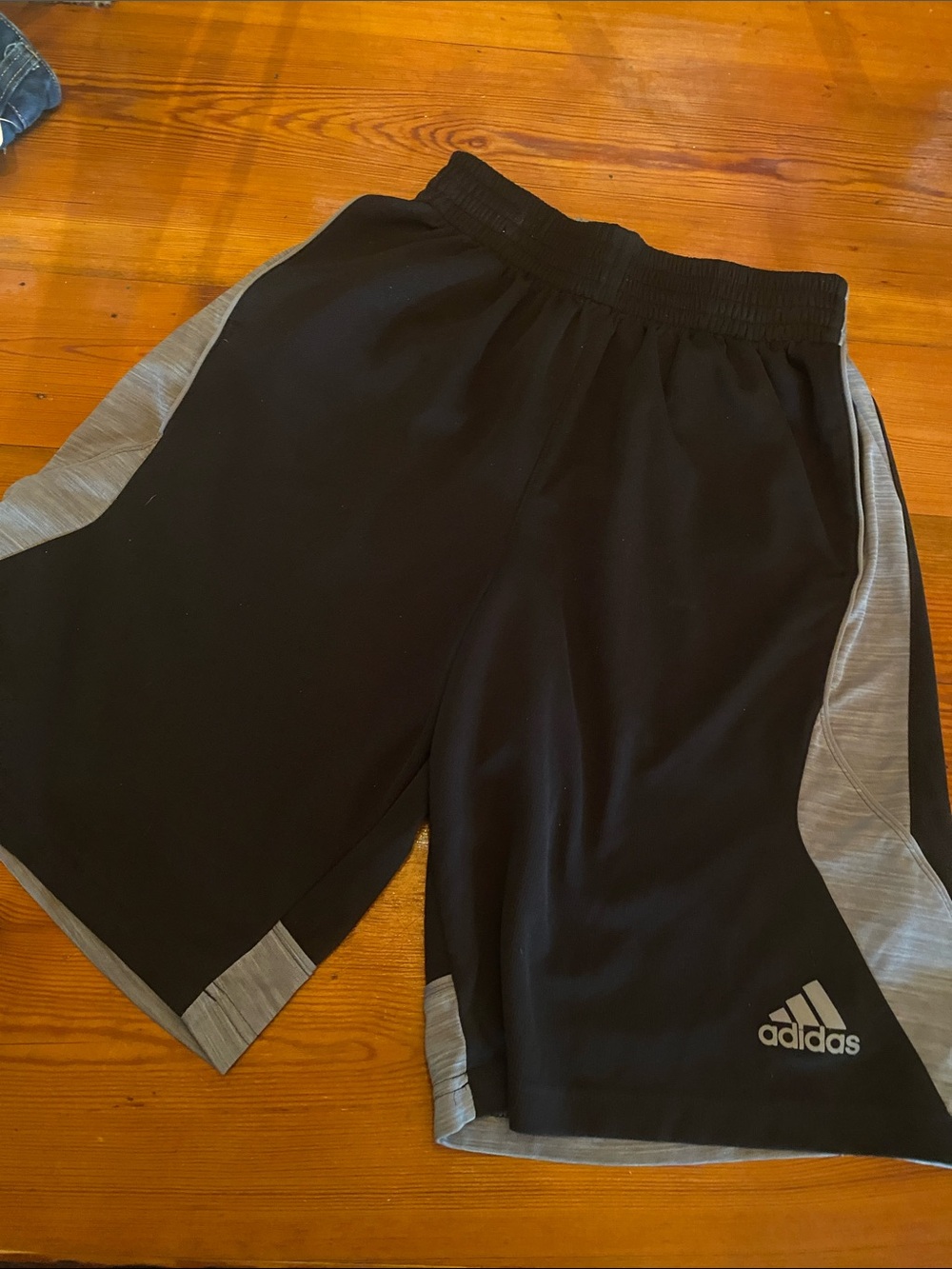adidas Black Shorts with Gray Side Panels